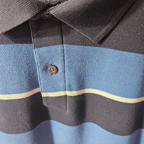 L.L. Bean Mens XL Blue Striped Short Sleeve Polo Shirt 100% Cotton Casual Wear - Picture 2 of 5
